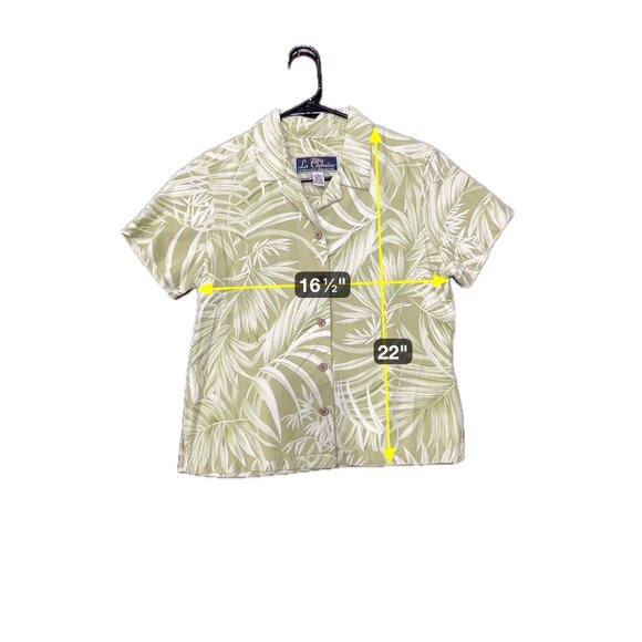 La Cabaña Palm Leaf Button Up Shirt Green Sz Small Short Sleeve Beach Resort - Picture 8 of 9
